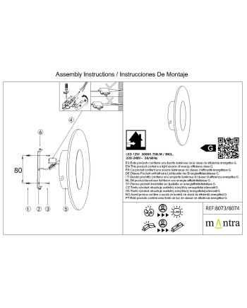 JEWEL * APLIQUE LED 12W - PINTURA ORO
